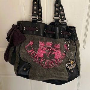 Juicy Couture Velour Pink & Gray Vintage Bag/Purse Y2K